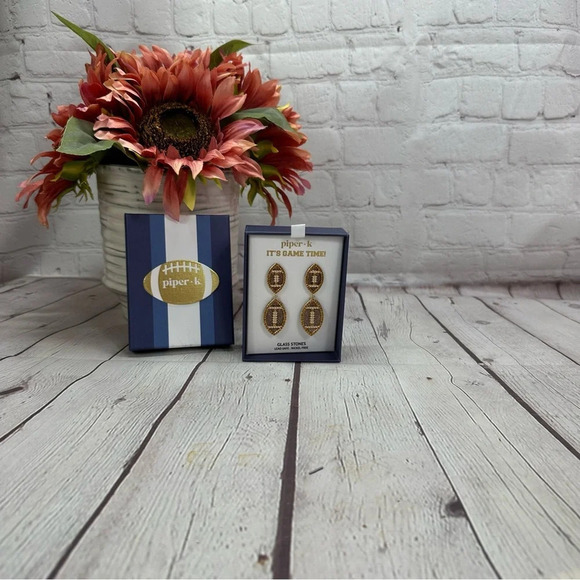 piper k Jewelry - piper K football rhinestone earrings sparkle bling sporty